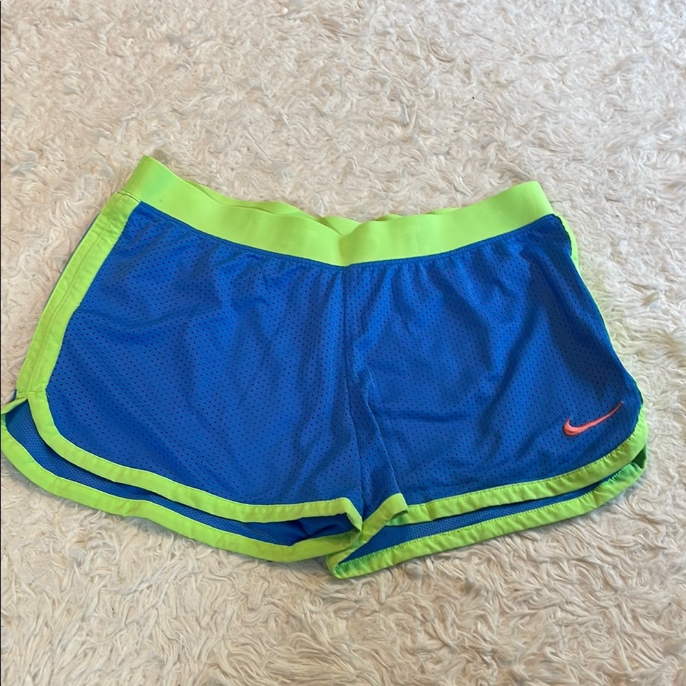 Nike Dri-Fit Medium Blue and Green Athletic Shorts